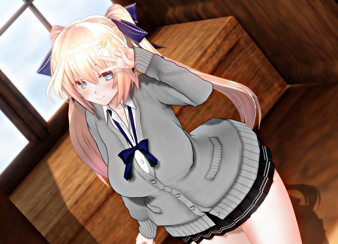 #CM3D2 #cm3d版深夜の真剣エディット60分一本勝負 
お題「 ツインテール 」ピースサイン✌🏻 