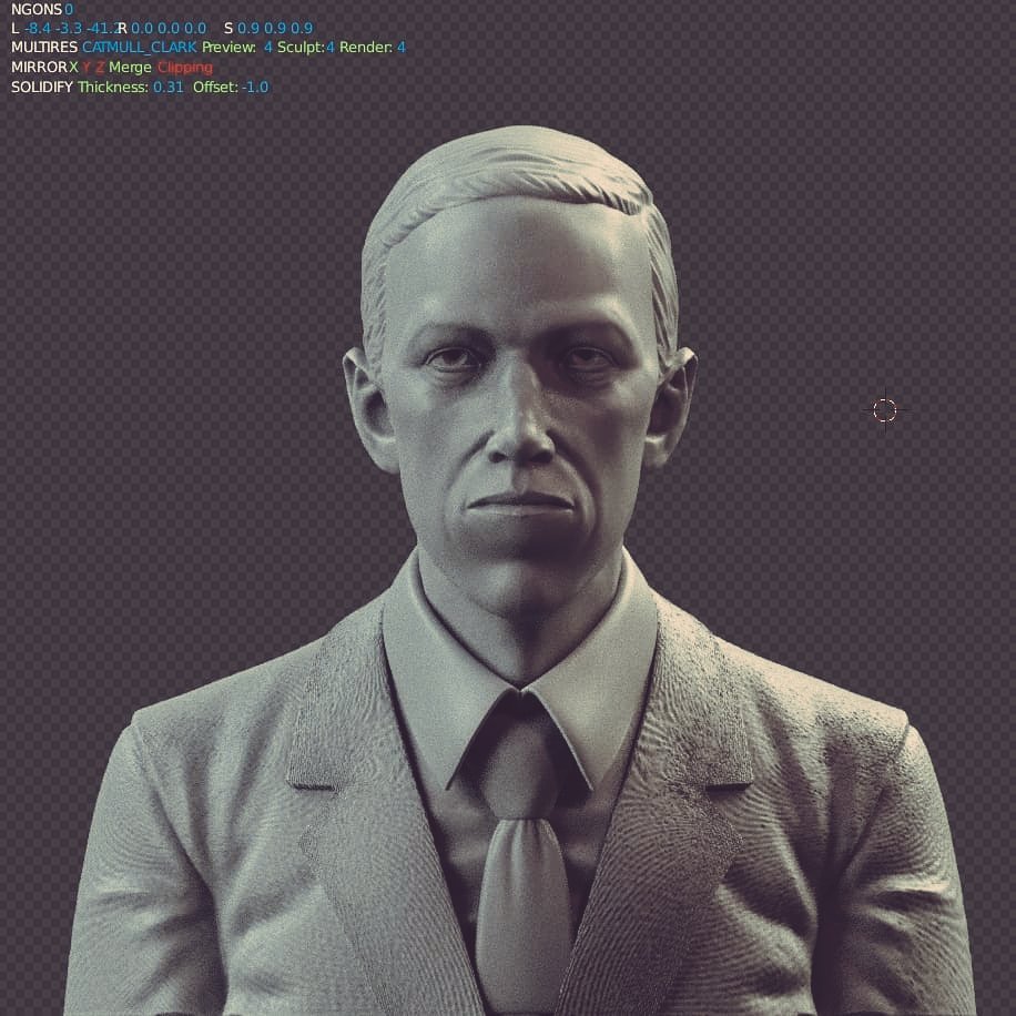 First wip of a 3d  #Lovecraft bust i'm working on using blender dinamic topology. #b3d #digitalclay #portrait #3d #HPL #Blender3d