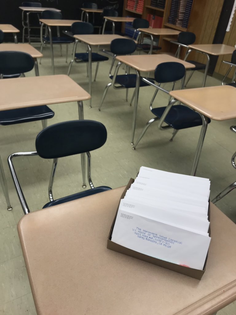 MzBodenhamer's tweet photo. 100+ letters from the newest voters in the county coming your way @RepCarbajal! These @DosPueblosHS Seniors poured their passions, pride, and policy knowledge into this final project. #activecitizenship #writeyourcongressman https://t.co/H7TRsGDvbt