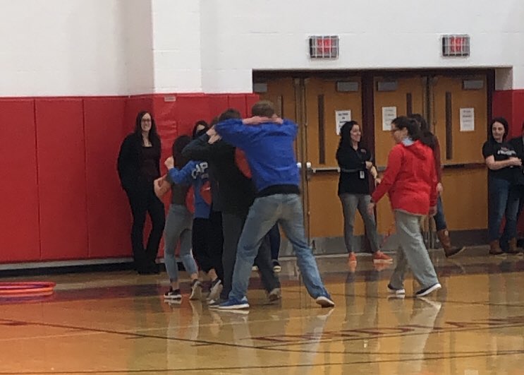 westaforensics's tweet photo. Things we learned in today’s pep rally 
1.) Our team is...athletic?
2.) Riley is tall https://t.co/MZmaxh3NwA