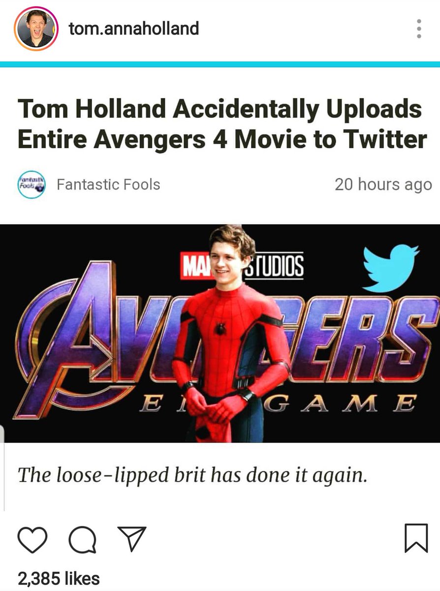 Tom Holland falls for fake news story that said he leaked entire 'Endgame' on Twitter ๐คฃ