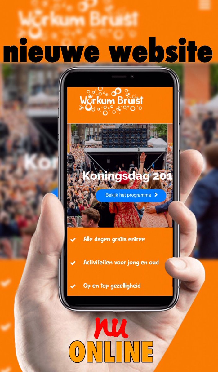 Nieuwe website nu online 
workumbruist.rickdemmerdesign.nl
Meer informatie, aanvangstijden, aanmelden activiteiten etc later op de website <a href="/vanharteworkum/">Promotie Workum</a> <a href="/WelkominWorkum/">Welkom in Workum</a> <a href="/WorkumNL/">Workum.nl</a> <a href="/OvWorkum/">OV Workum</a> #koningsdag #2019