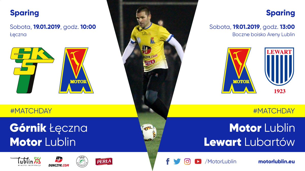 🔥 #MATCHDAY 🔥
🏆 Sparingi
⚽️ @zielono_czarni - @MotorLublin
🕙 10:00
🏟️ Boisko ze sztuczną nawierzchnią w Łęcznej
⚽️ @MotorLublin - @mkslewart
🕐 13:00
🏟️ Boczne boisko Areny Lublin