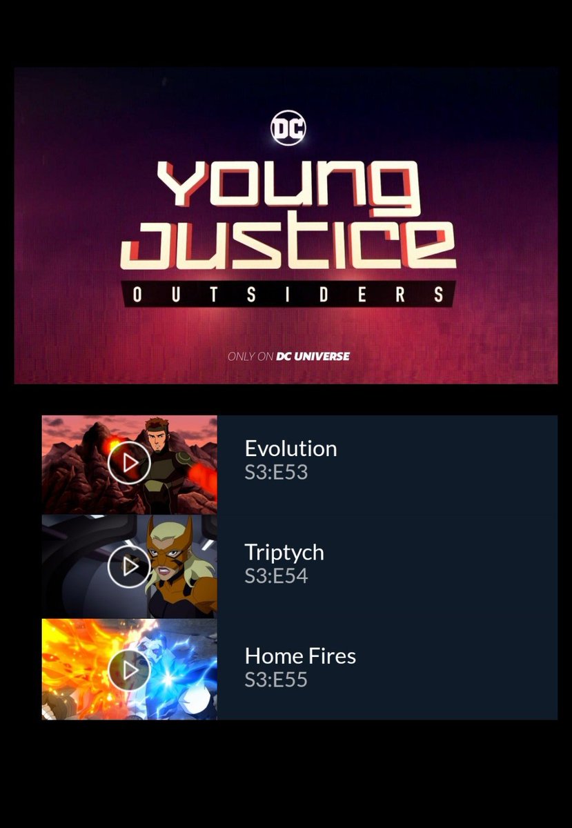 marlene_EOL's tweet photo. It's Friday, you know what that means! Three more eps of #YoungJustice on @thedcuniverse Evolution, Triptych and Home Fires! Here we go! #dcuniverse #WBLife #YoungJusticeOutsiders #socrash #warnerbros #animation https://t.co/8RkWzUMKGI