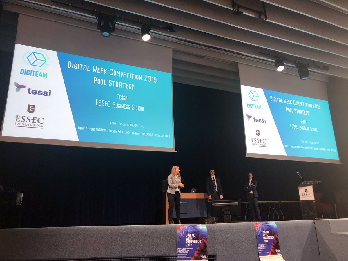 TessiGroupe's tweet photo. C’est partie pour la soutenance finale !!! L’équipe Tessi #digite4m monte en scène. On est avec vous !!! 💪🤜🤛#essec #essecDWC #digitalweekcompetition https://t.co/jMGQ0qUT3H