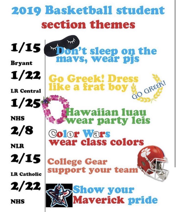 Here are the SHS basketball student section themes for the next home games!
