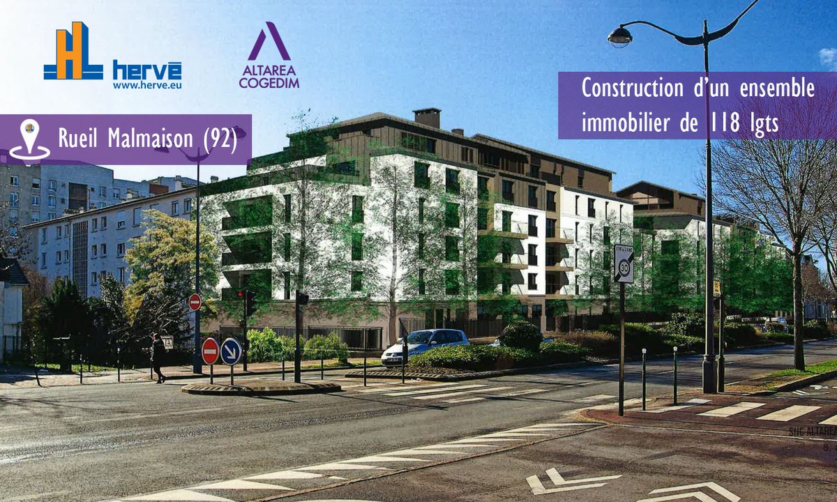 HERVE_SA's tweet photo. NOUVEAU #CHANTIER | #Construction d’un ensemble immobilier de 118 logements à @villederueil.  
Félicitions à toutes nos équipes engagées 
Lot : ENTREPRISE GÉNÉRALE  
Maître d’Ouvrage : ALTAREA COGEDIM  
#Architecte : Daniel HULAK
https://t.co/tqQFbHwxIr https://t.co/27slM1mFaY