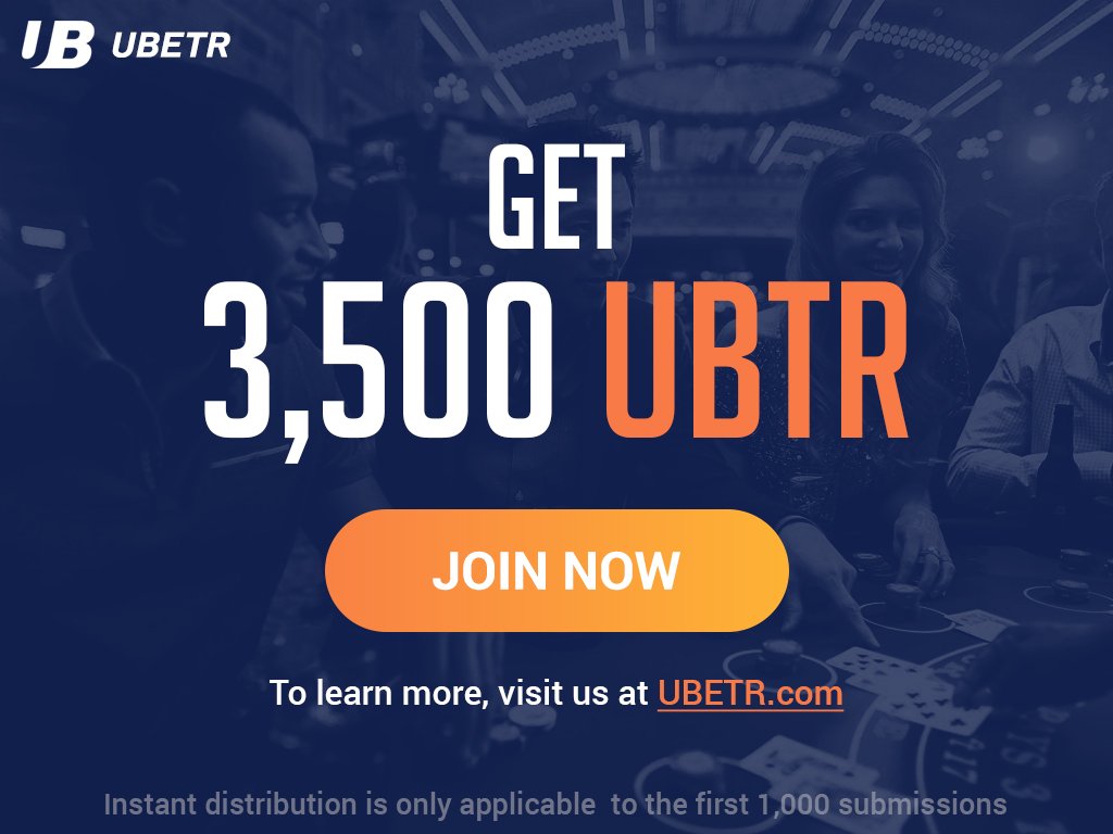 FREE! 3,500 UBTR Token! Claim now!
3,500 UBTR will be giving away instantly for 1000 users only.
Click here: ubetr.com/airdrop     
Gaming portal: play.ubetr.com
- Sell your token during our buyback program
- Use your token in our gaming platform
- Exchange listing