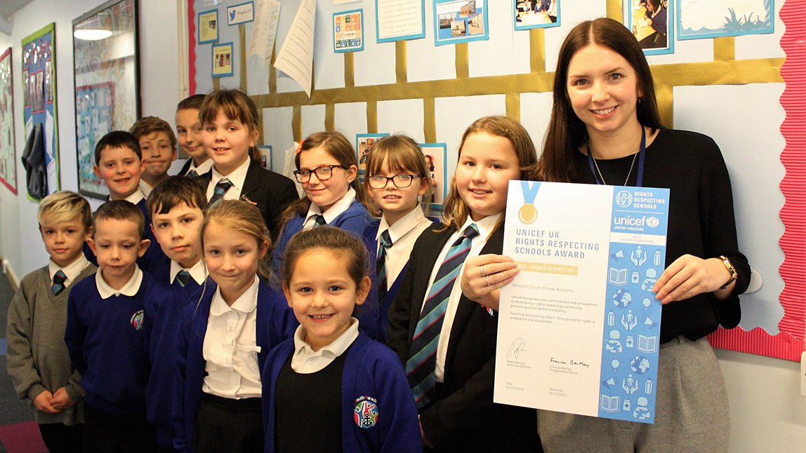 OrmistonAcads's tweet image. Congratulations to @OSouthParadeA for achieving the highest accolade #GOLD in their commitment to children’s rights at all levels of school life @UNICEF_uk 'Rights Respecting School Programme' bit.ly/2Dka95w