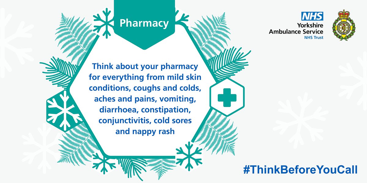 YorksAmbulance's tweet image. As the weather turns colder, it’s not uncommon to feel under the weather. Did you know your pharmacist can offer advice on many common winter illnesses and you don’t need an appointment? 
#ThinkBeforeYouCall #HelpUsHelpYou