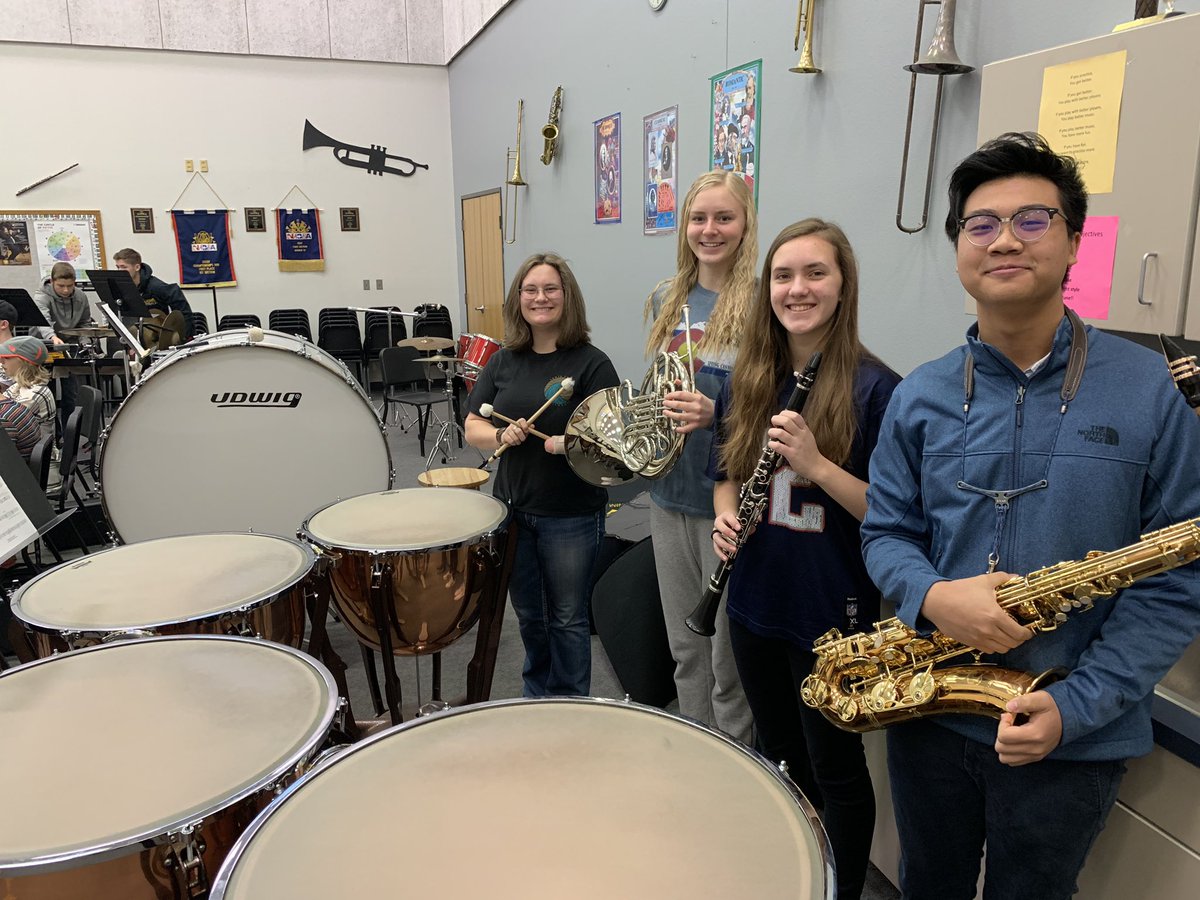 Making a joyful noise unto the Lord! Congrats to these 4 students for making the All-City Honor Band! They perform this weekend, way to go! 🎺🎷🥁 #coloradospringshonorband #cscslions