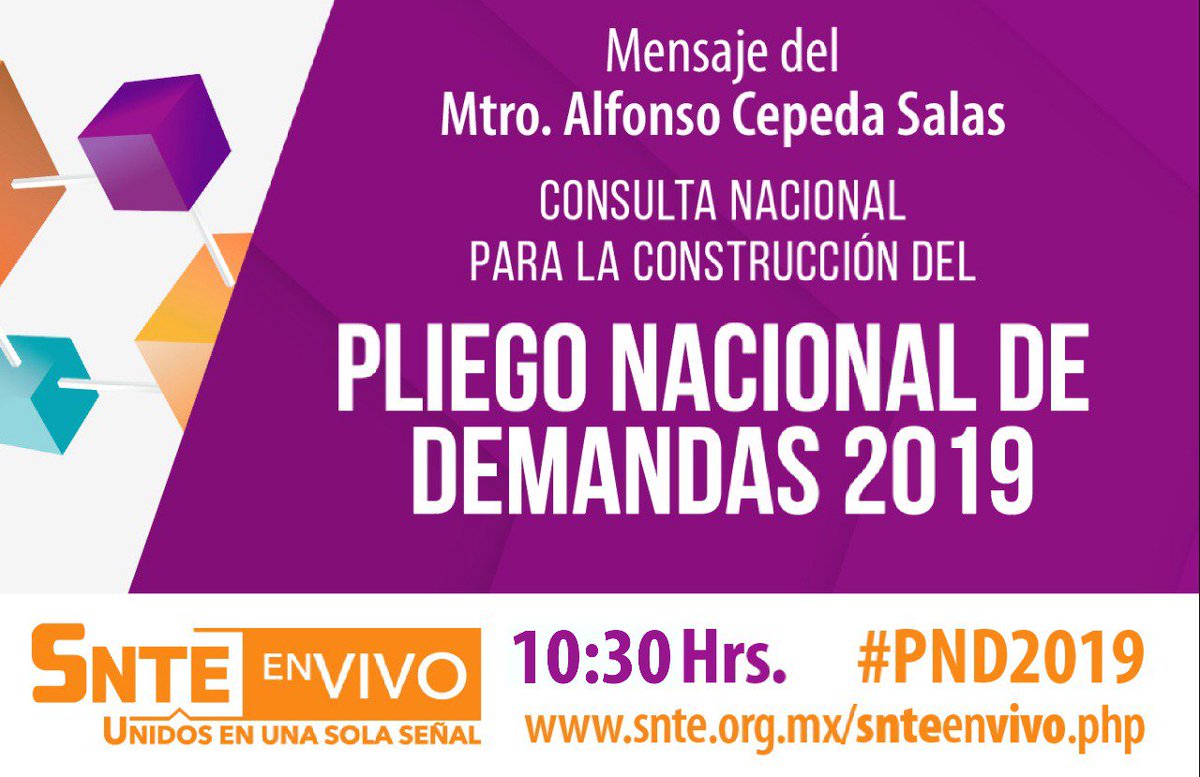 AlexMedinaOchoa's tweet photo. Mensaje del Mtro. Alfonso Cepeda Salas, Secretario General del @SnteNacional en el cual dará a conocer la consulta nacional para la construcción del #PND2019 #SNTEunoAuno https://t.co/GAYPeCVFCO