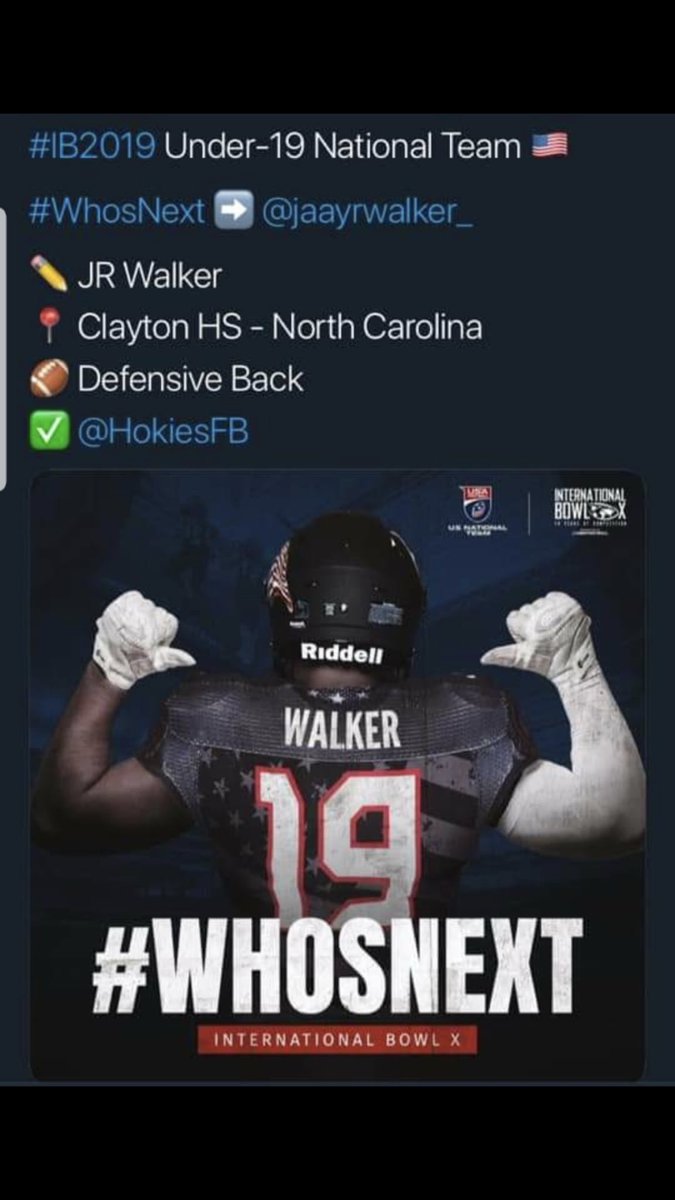 Good luck to @THEClaytonHS alum @jaayrwalker_ as he represents CHS and NC on the Under-19 National Team at the International Bowl in Dallas tonight! The game airs at 9:00 on ESPNU, good luck tonight @jaayrwalker_ #CometCountry is cheering you on! #CometsALLin