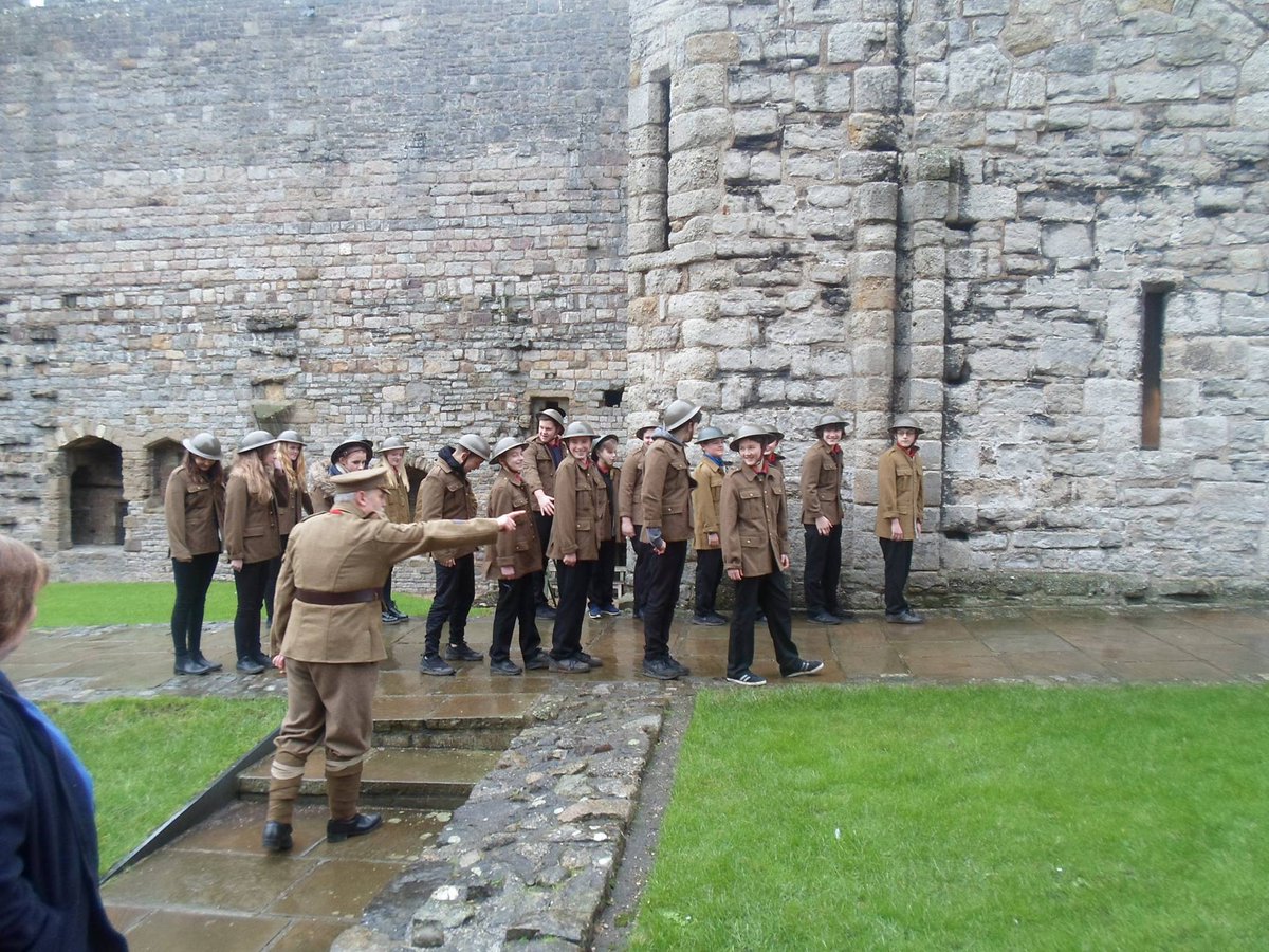 Sgt Riley - putting his WW1 recruits into action at Caernarfon Castle #historyinschools, #historyteachers, #historymakers