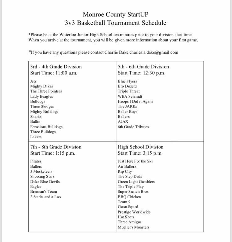 Here is the schedule for Sunday! See you there! 🤩🏀