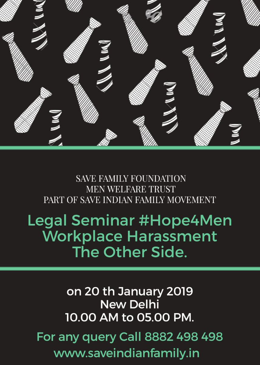 Legal seminar #Hope4Men workplace harassment-the other side
@SFFNGO @MenWelfare @Genpact @Gillette @rsprasad @HMOIndia