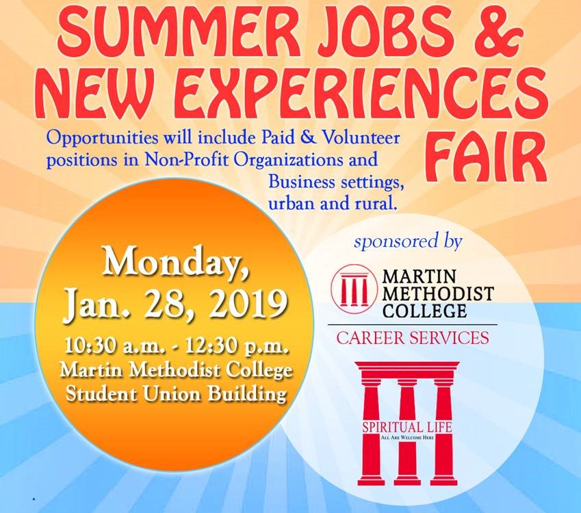 UT_Southern's tweet photo. Attention Students! Summer Jobs & New Experiences Fair!! #MartinMethodist https://t.co/Yvkpt6hCry