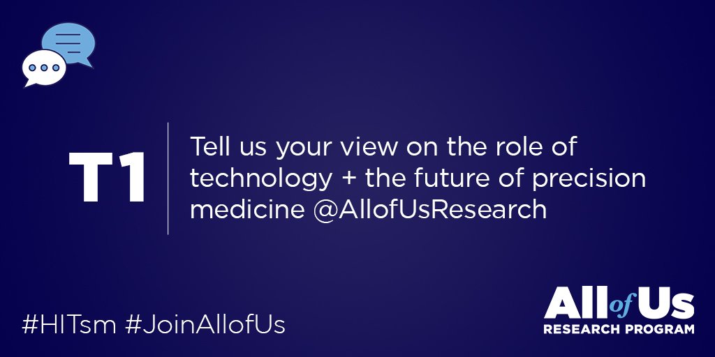 HealthcareScene's tweet image. T1: Tell us your view on the role of technology + the future of precision medicine @AllofUsResearch #HITsm #JoinAllofUs
