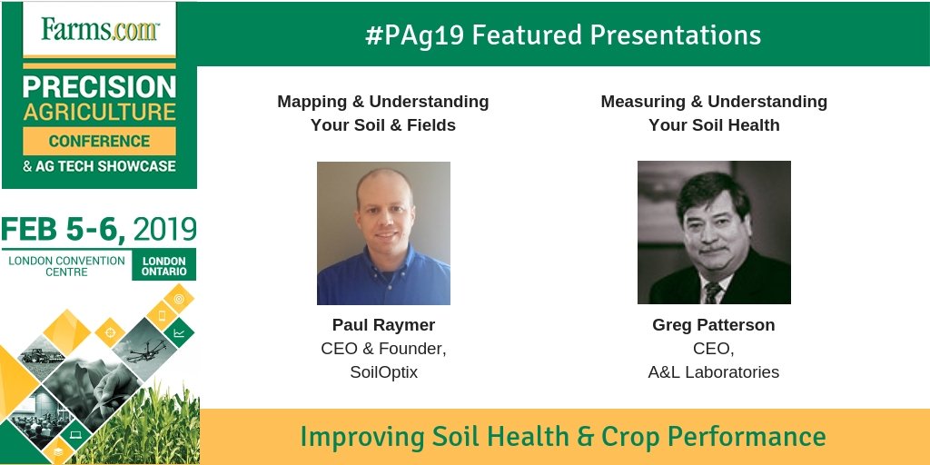 OntAg's tweet image. #Soil experts Greg Patterson (@alcanadalabs) &amp;amp; Paul Raymer (@SoilOptix) will be discussing new #technology to increase #yield at the 2019 Farms.com #PrecisionAg Conference &amp;amp; #AgTech Showcase - Feb. 5-6, in London, ON! #PAg19 #OntAg #SignUp 

farms.com/precision-agri…