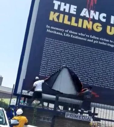 eishrsa's tweet photo. The ANC has lodged an official complaint with the Independent Electoral Commission against the DA. This is regarding the DA’s “The ANC is killing us” billboard which was attacked on Thursday by an unknown number of people #TheANCisKillingSA #DAcampaign https://t.co/czARsr1HJ5