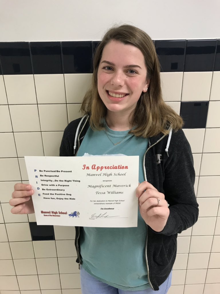 ManvelHS's tweet image. Tessa Williams Mav of the Week for her participation in the Memory Project. #hokahey #memoryproject