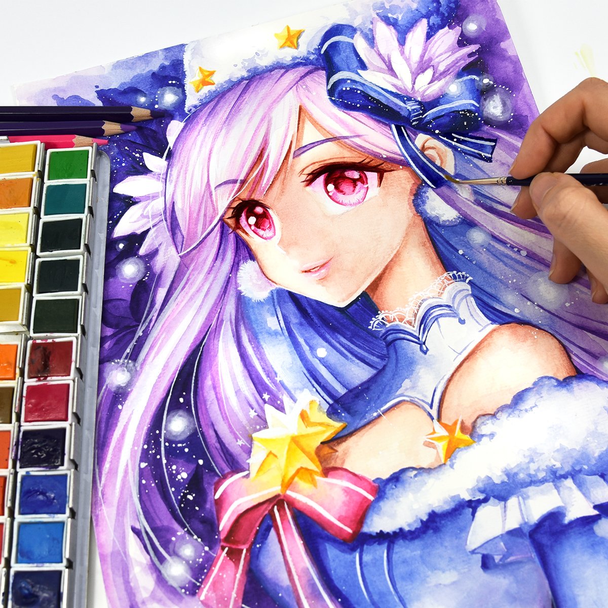 🍊 Nashi 🍋🍉🍇🍓 On Twitter: "My New Illustration For You Is A Snowprincess ❄🎀 I Did Her With My New #Arteza Watercolors 💕 It's Part Of My Jan. Term B Reward On