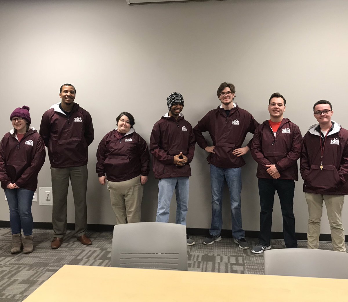 EkuRha's tweet photo. Check out the E-board’s stylish new jackets. Flyer than a satellite and fresher than a farmer’s market. 

Also #rhaga please join us tomorrow from 10-3 for the #ekurha retreat! 

#rha #eku #residencehallassociation https://t.co/nDJn1eQ8ZX