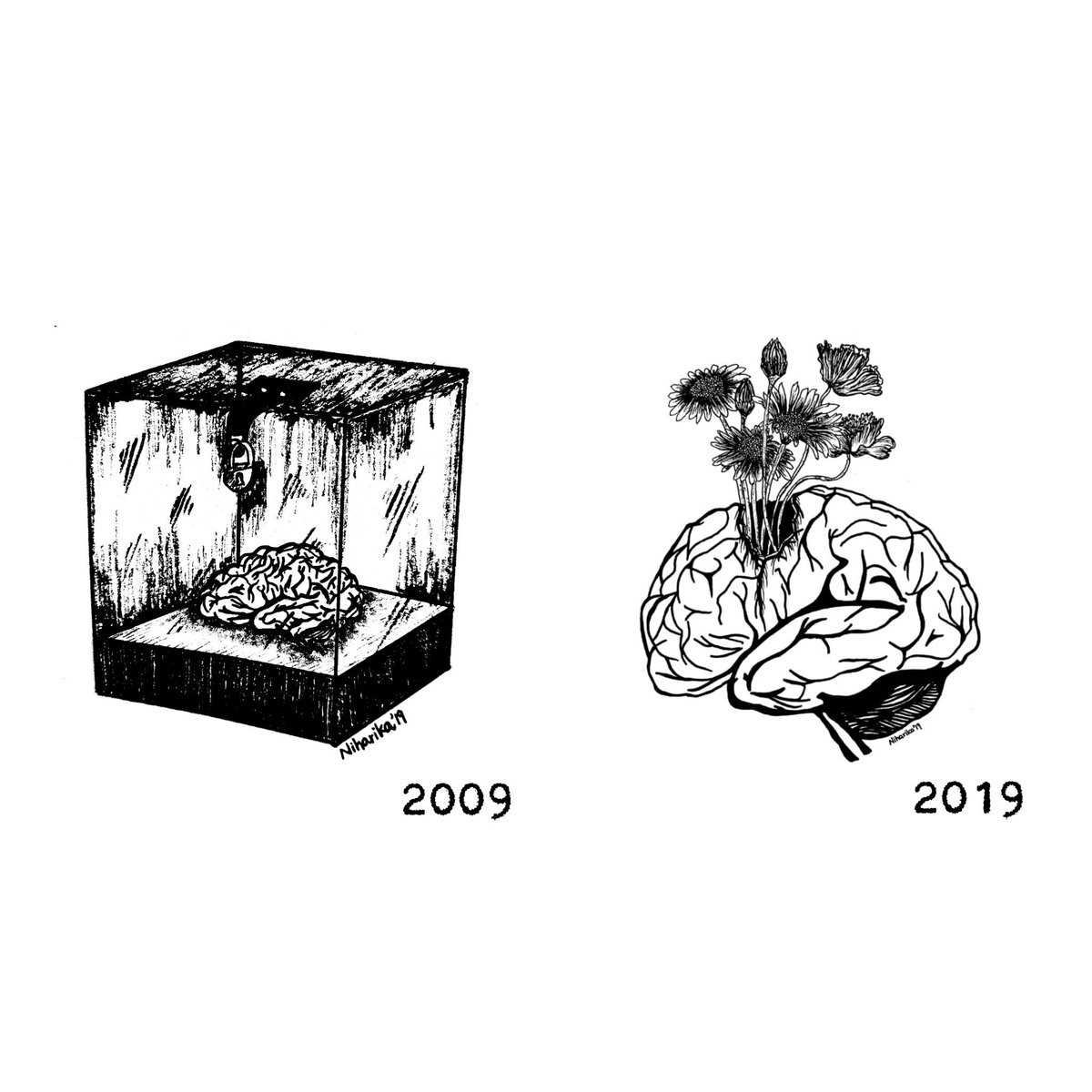 Theguptaa's tweet photo. #10yearchallenge 
Mental Health is more important than physical health. Ine needs to be mentally strong and beautiful to show it on the outside. Looks matter. The way you look at things with a perspective.
#artistsontwitter https://t.co/a15OSWp3Vz