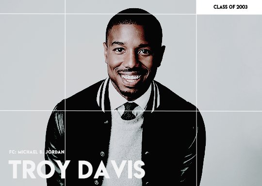 — Se busca:

❏ Nombre: Troy Davis.
❏ Edad: 32 años.
❏ Ex-miembro del equipo de fútbol americano.
❏ Squad #classof2003.
❏ FC: Michael B. Jordan.

¿RT, por favor?