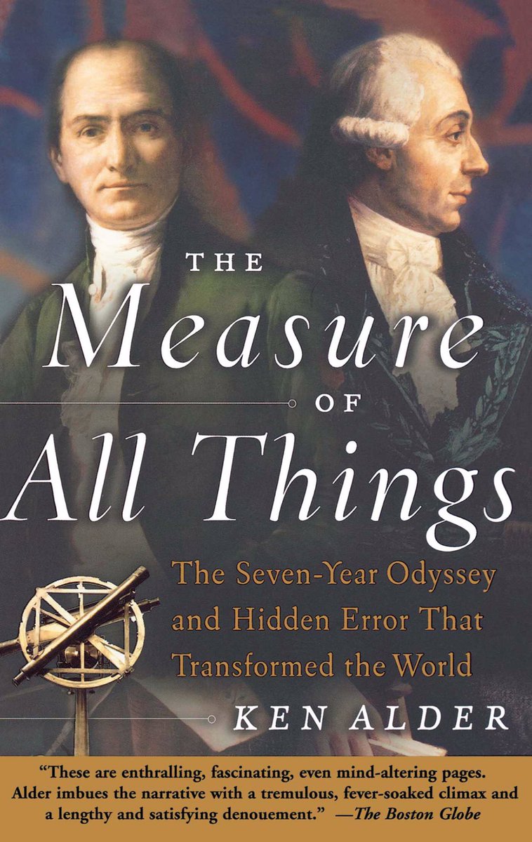 phanitba's tweet image. Just finished this magnificent book on how the meter was defined by a seven year expedition to measure the distance from Dunkerque to Barcelona in the 1790’s. A great story about the struggles behind what we now take for completely granted (except in the US!)