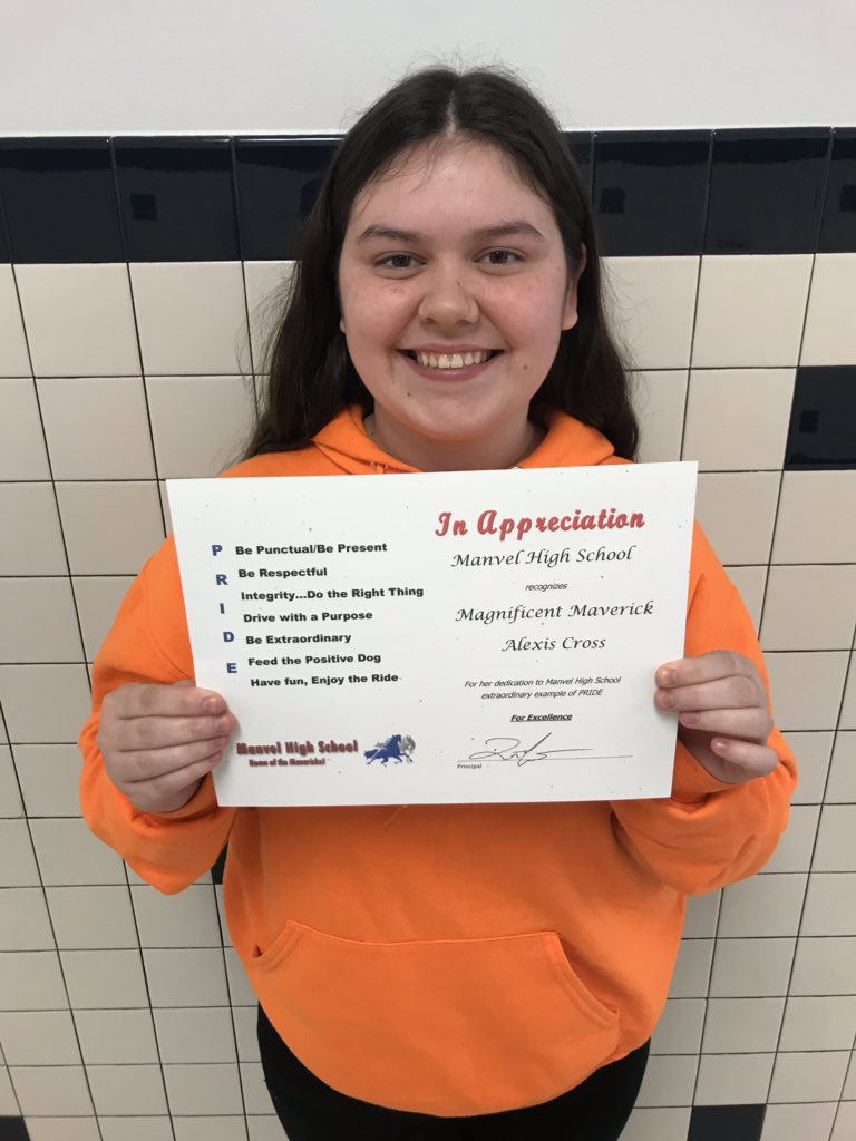 ManvelHS's tweet image. Alexis Cross Magnificent Mav for her participation in the Memory Project. #hokahey #memoryproject