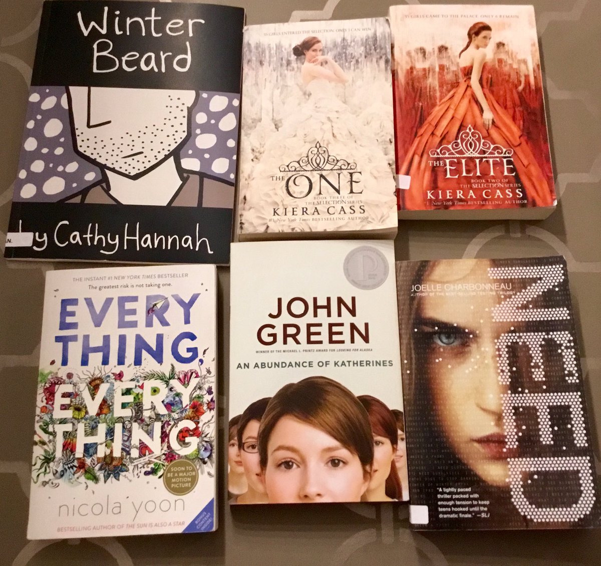 SabraGerber's tweet image. I went to the library to pickup books on hold, but I left with books from the friends of ⁦@DeerfieldPL.  Six dollars well spent! Excited to add them to our #classroomlibrary. ⁦ #independentreading #highschoolreaders #buildyourstack ⁦@kieracass⁩ ⁦@NicolaYoon⁩