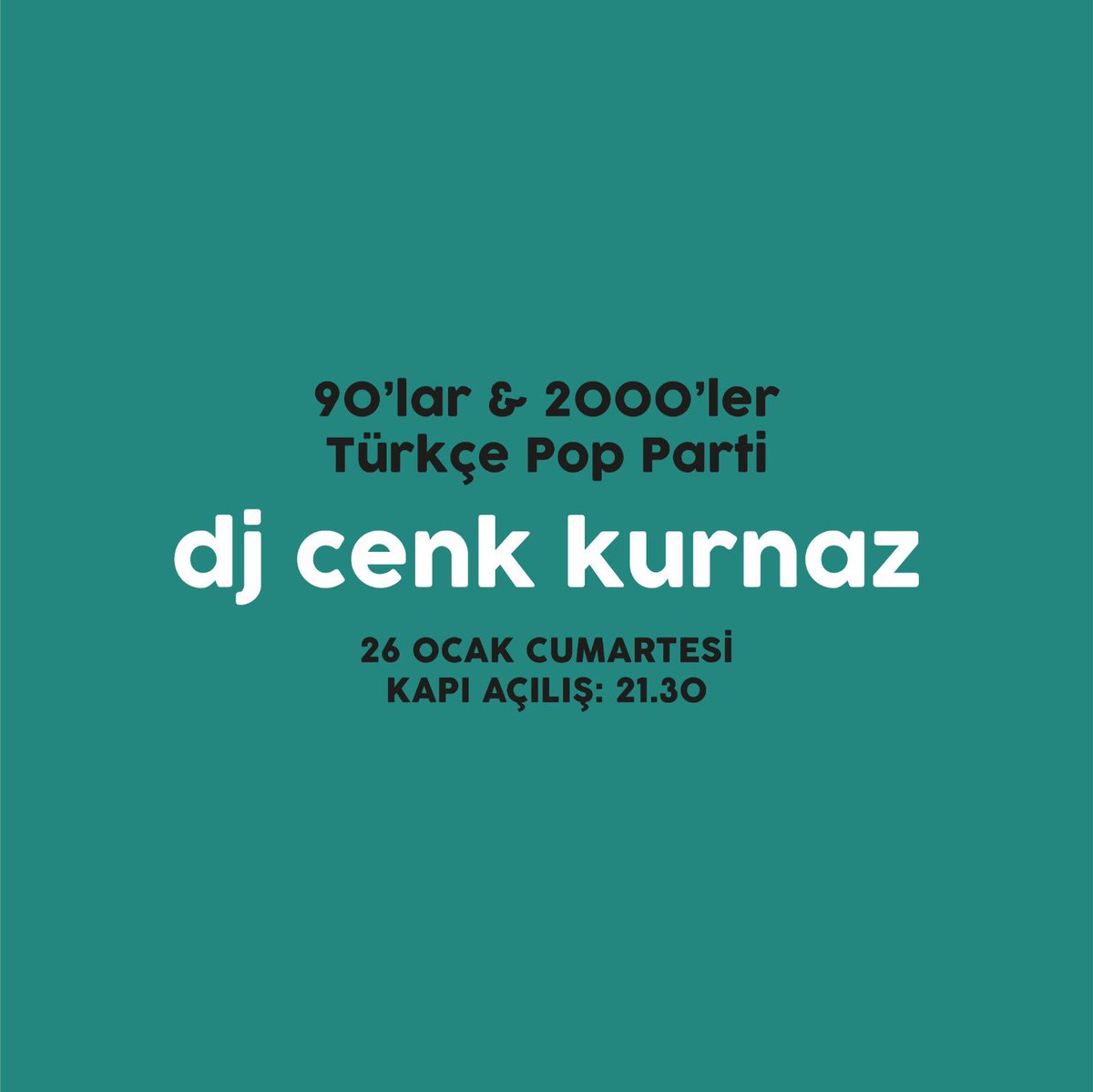 Ünlü isimlerin ve İstanbul gecelerinin vazgeçilmezi Dj Cenk Kurnaz, 90'lar ve 2000'lerin en hit Türkçe Pop şarkılarını 26 Ocak Cumartesi gecesi, Route sahnesinde yeniden yorumluyor!

Kapı açılış: 21.30
Ön Satış: 20₺
Kapıda: 25₺
Biletler: Route ve Franklin Teras Park’ta!