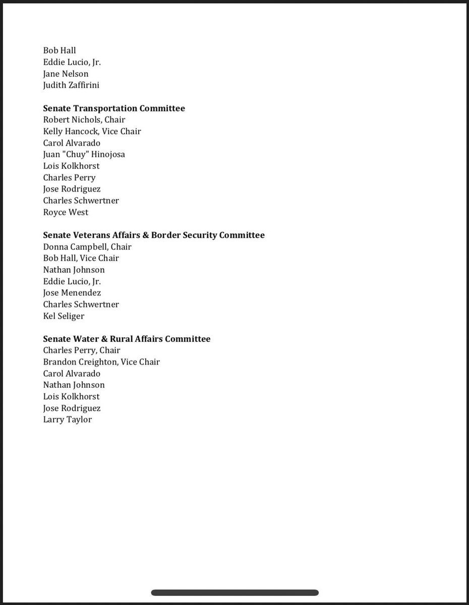 Texas Senate committees are out: