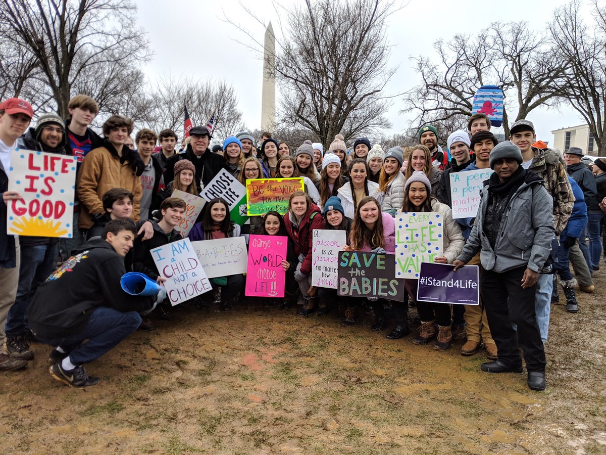 OLSyouth's tweet photo. OLS with Bishop Baker before the #marchforlife begins! https://t.co/sHCkLKFA6O