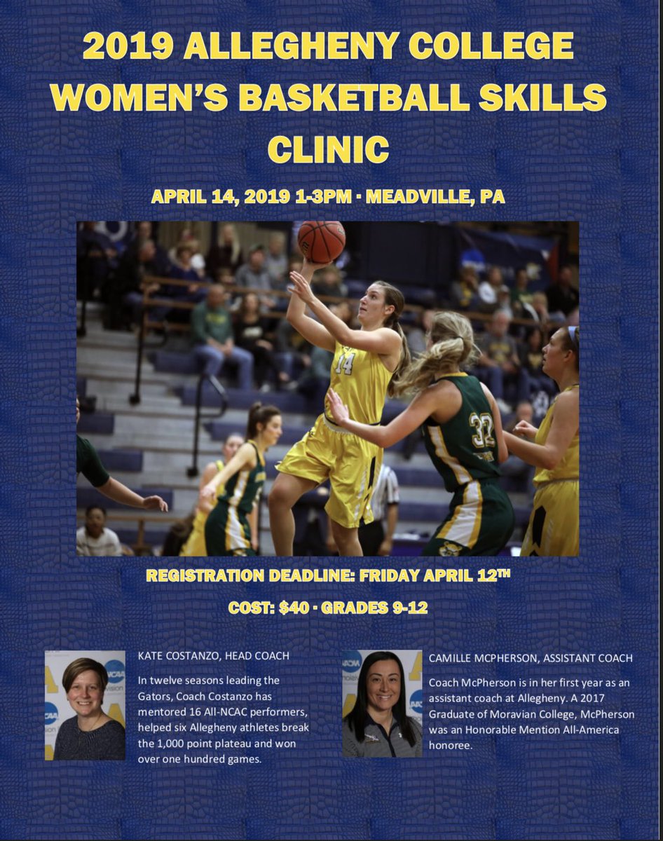 AlleghenyWBB's tweet photo. The date is set for our April Prospect Clinic! Sign up here: https://t.co/kdo9Aj68A3 https://t.co/LyGRIgZ7Mw