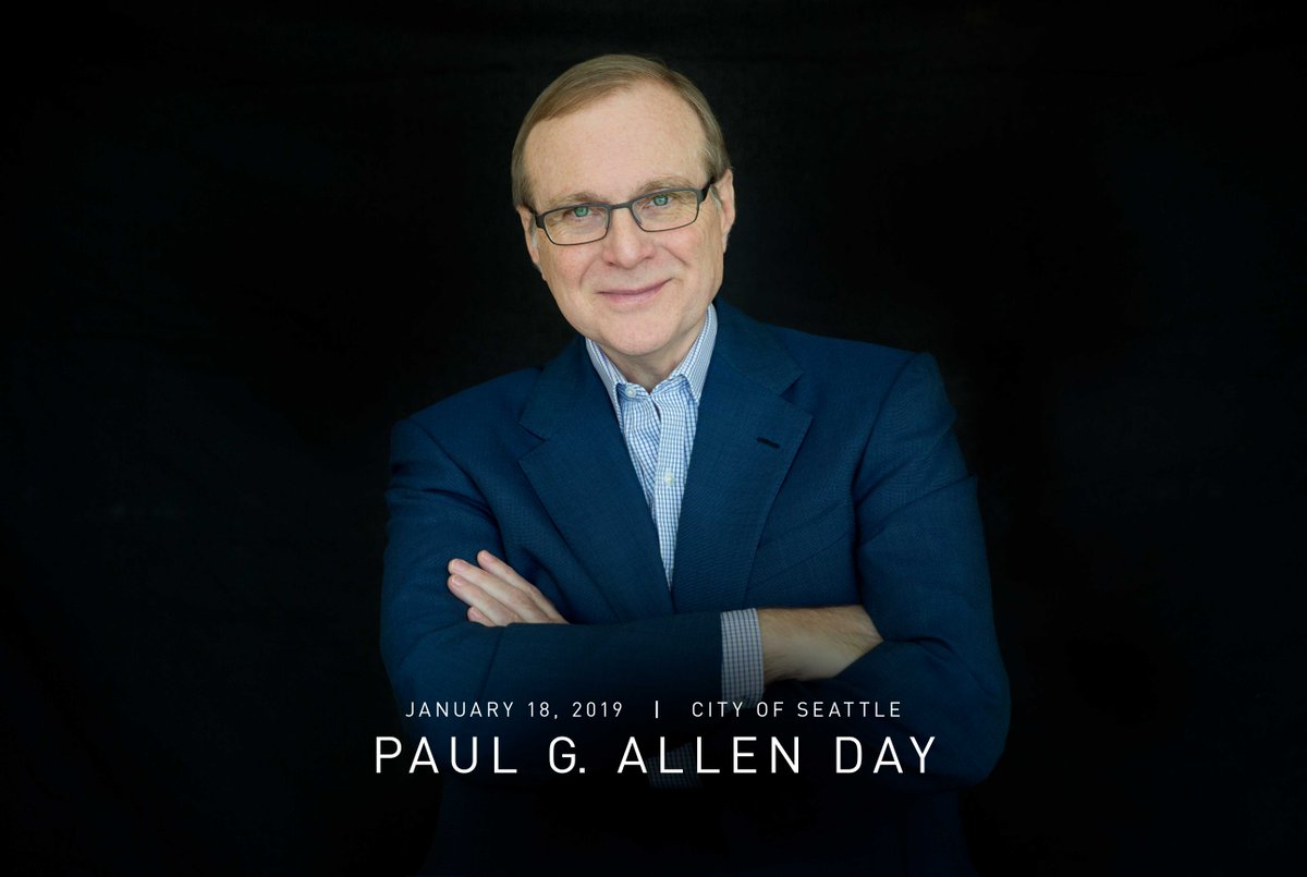 Seahawks's tweet photo. Along with @MayorJenny, the @CityofSeattle has declared today Paul G. Allen Day. We're reminded of his continuing impact and miss him dearly. 💙 

📰 | https://t.co/2UXQYRIQhu https://t.co/ZJ5CT1IJKR
