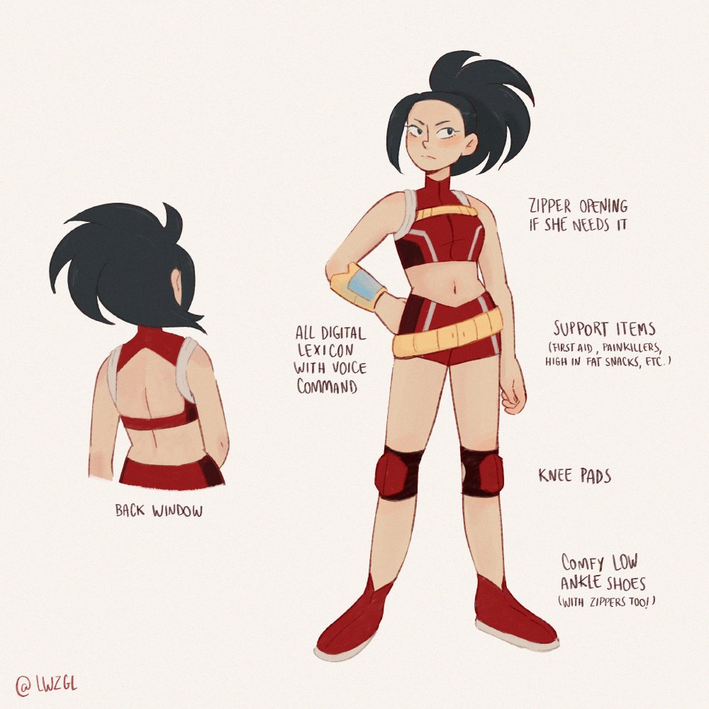 Yaoyorozu in a more reasonable costume (she needs some exposed skin because...