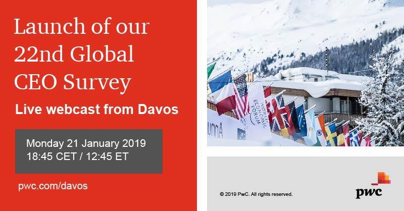 Where are CEOs looking to find revenue growth in the year ahead? Join me this Monday as I reveal findings of our new Global #CEOSurvey live from <a href="/Davos/">World Economic Forum</a>. Add the webcast to your calendar here: pwc.to/CEO-Davos-WC