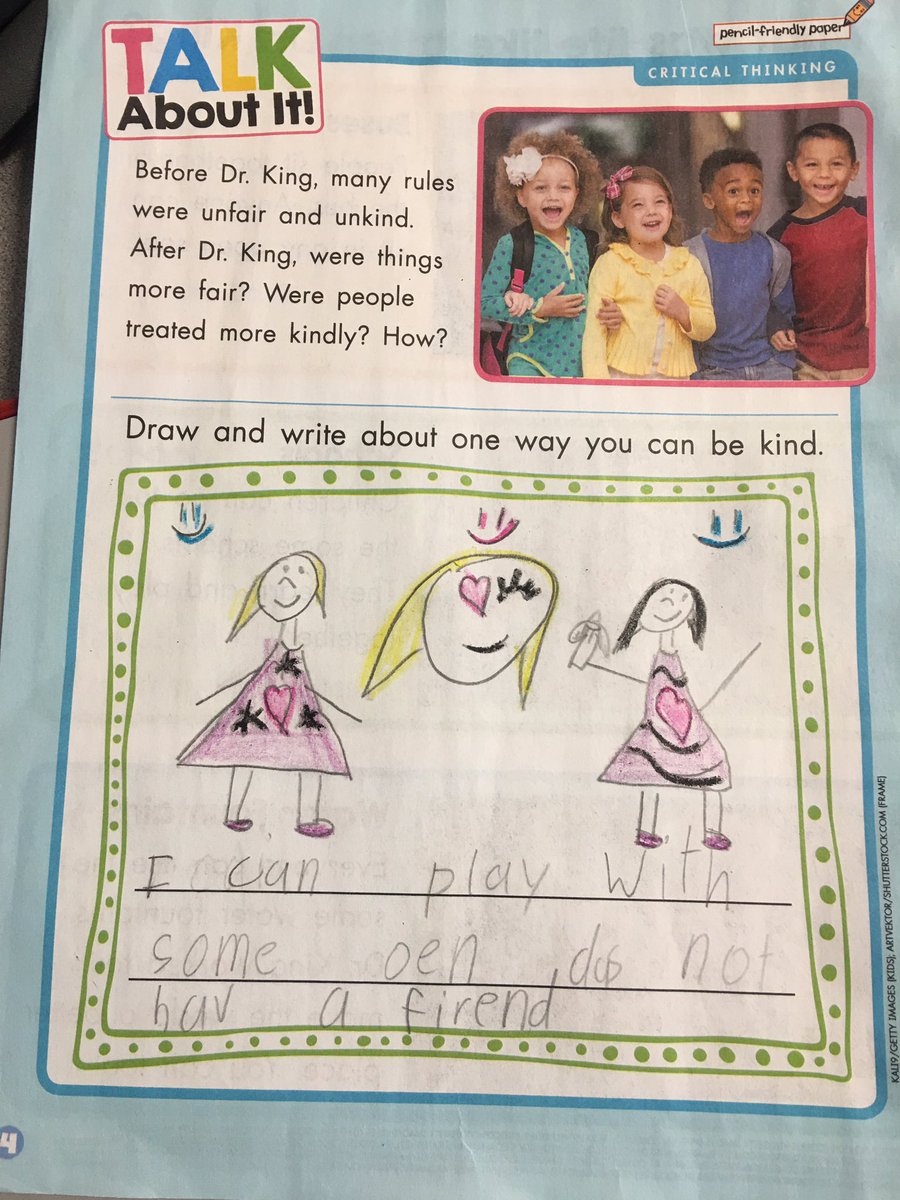 Since there is no school on Monday, kindergarteners are learning all about Martin Luther King Jr. today!