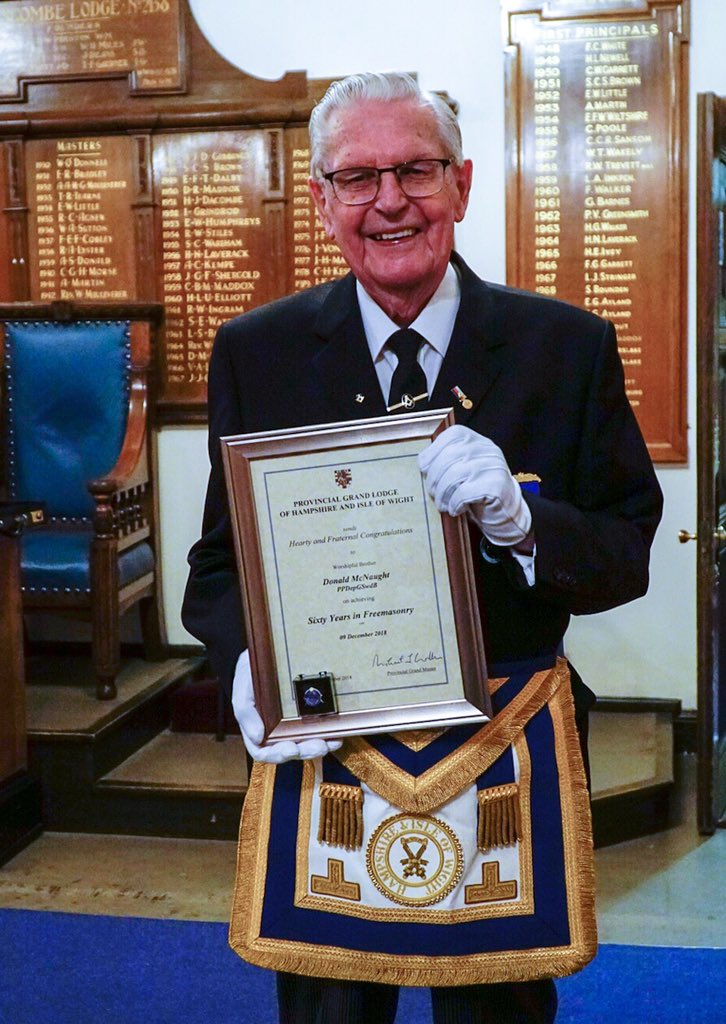 Huge #congratulations to WBro Donald McNaught who this evening celebrated over 60 Years Service to #Freemasonry! Hope you enjoyed the surprise Donald!

#masonic #freemason #bournemouth #masoniclodge #UGLE #dorset #hampshire