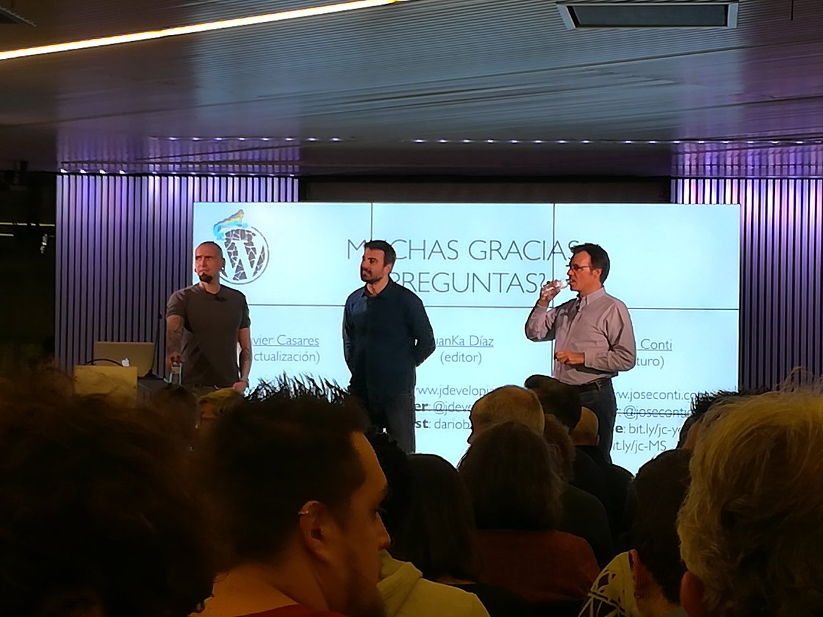 jvivesc's tweet image. Otra enriquecedora MeetUp de @WPBarcelona con @JavierCasares, @jdevelopia y @josecontic sobre #WordPress5
