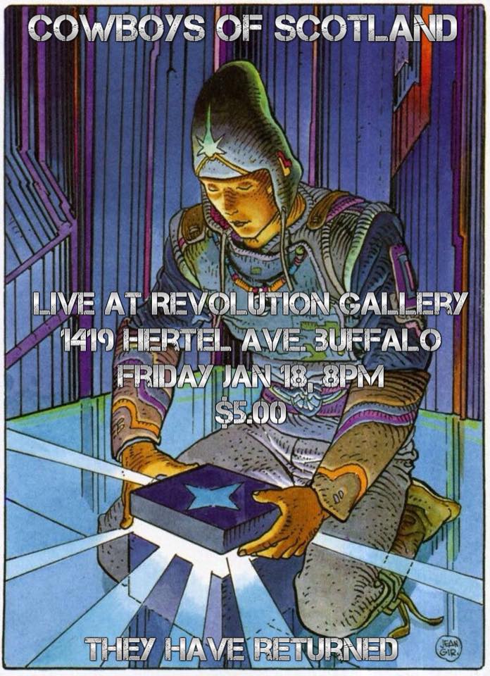 Revolution_Bflo's tweet image. TONIGHT!! @Revolution_Bflo welcomes Cowboys of Scotland to their debut show at the gallery! Spend your Friday enjoying two sets of Experimental Indie Tech-Funk / Rock-Punk! Doors at 8:00pm; music at 8:30pm!!  #CowboysofScotland #techfunk #rockpunk #love