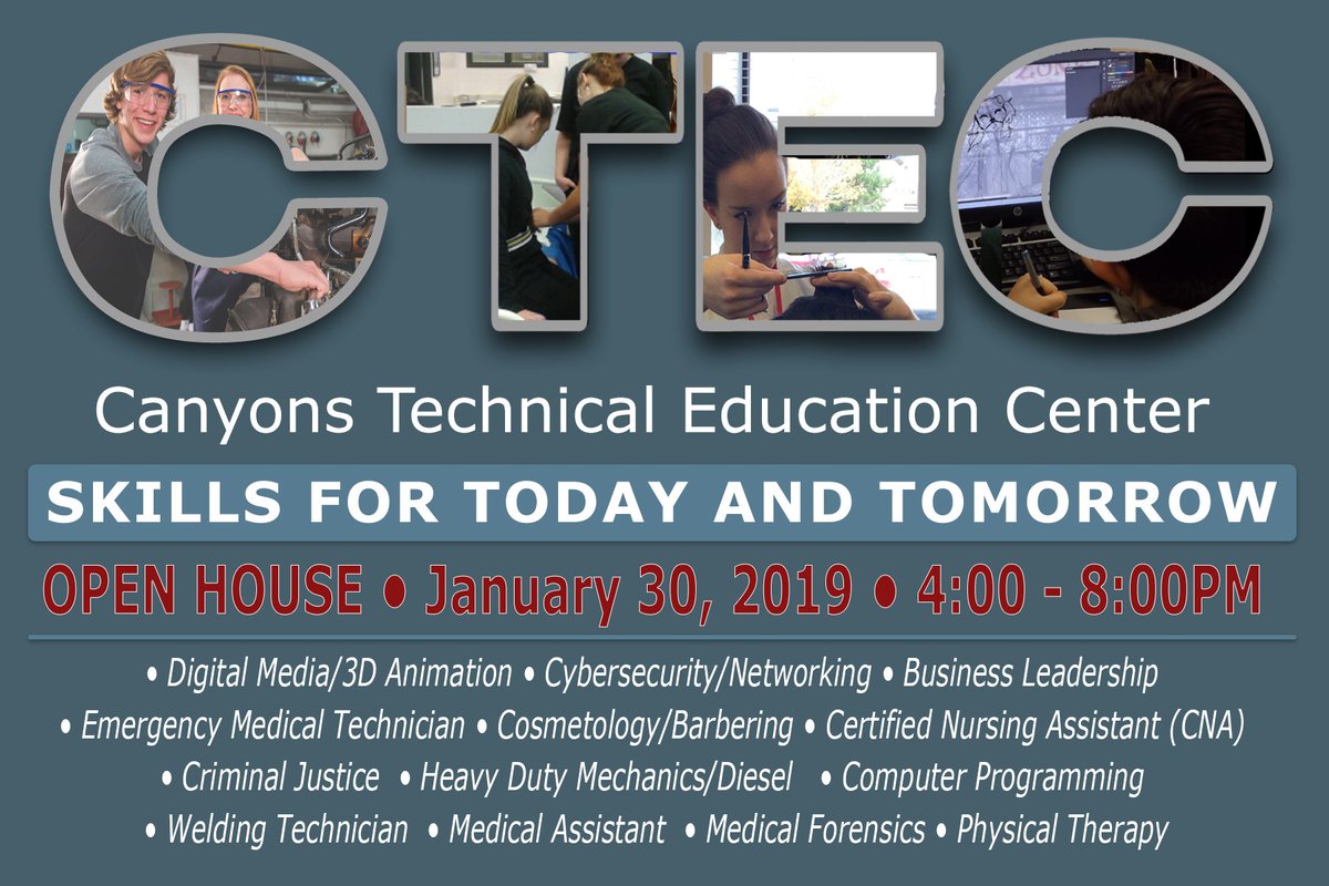 ctecnow's tweet photo. CTEC's Open House is coming up!!  Please come!
@CanyonsCTE @UtahCTE https://t.co/ts7QAecmdU
