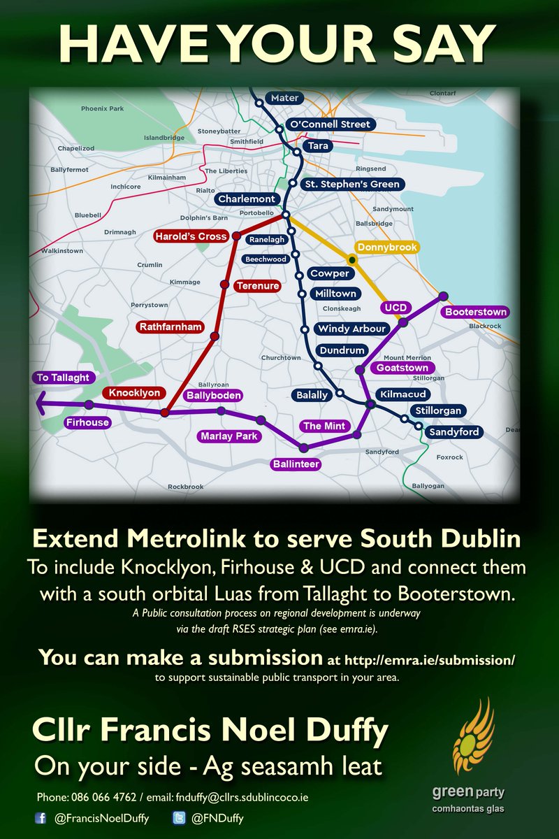 Metrolink should be extended to Rathfarnham, Knocklyon and 