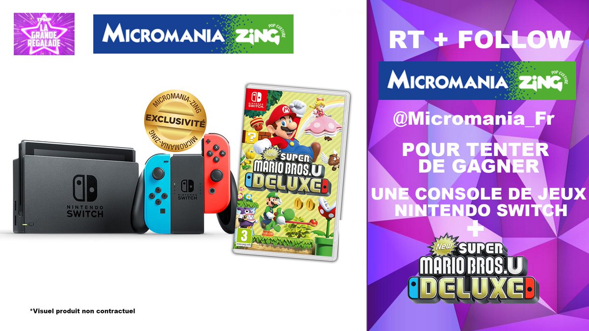 TBT9_W9's tweet image. Régalade à domicile ! 🏠
#JeuConcours 👉 RT + Follow @Micromania_Fr pour tenter de gagner une console de jeux #NintendoSwitch + le jeu du moment #SuperMario Bros U. Deluxe ! Une exclusivité #MicromaniaZing
Plus d'infos ici 👉 bit.ly/2Mkk2mt