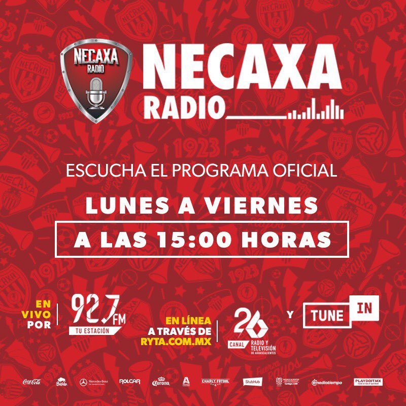 NecaxaRadio's tweet photo. ⚡️🔴¡R A Y O S!⚪️⚡️

Recuerden que hoy tenemos una cita a las 15:05 h en @NecaxaRadio.

Temas: 
⚡️Previa: #LobosBUAP Vs. #Necaxa. 

Pueden escucharnos por:
📻92.7 FM (Ags.)

💻 https://t.co/NkyZTWLQk0  .... 92.7 TU ESTACIÓN https://t.co/rlUQ8BV6EI
