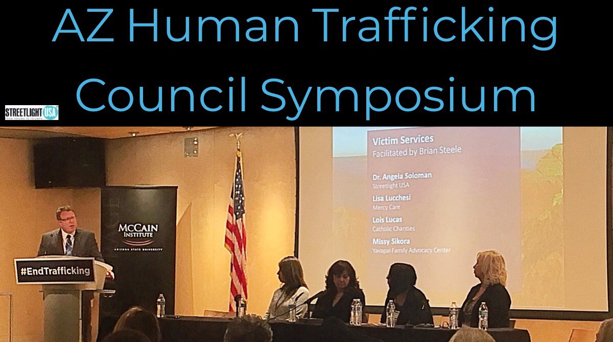 StreetlightUSA's tweet photo. Brain Steele and this esteemed panel discussing victims services available in our community at the AZ Human Trafficking Council Symposium @phxdreamcenter @StreetlightUSA @McCainInstitute  @ASUSocialWork @CCArizona @mercycareaz AATN &amp; YFAC
#EndTrafficking https://t.co/8a17Tw2PkL