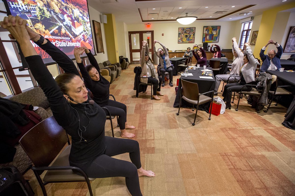 montclairstateu's tweet photo. MSU's day of workshops for #furloughed workers was about offering support to our neighbors. Following relaxing yoga, attendees including @MontclairAlumni benefited from skills courses &amp; the opportunity to chat with #NJ11 Congresswoman @MikieSherrill &amp; @SenBooker aid Gary Williams https://t.co/3AXzyeZdyt