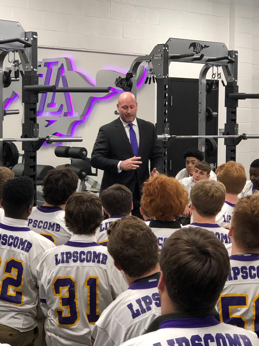 Trent Dilfer talks to the Lipscomb Academy football team after being named their new head coach.